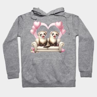 Valentine Otter Couple Sitting Sofa Hoodie